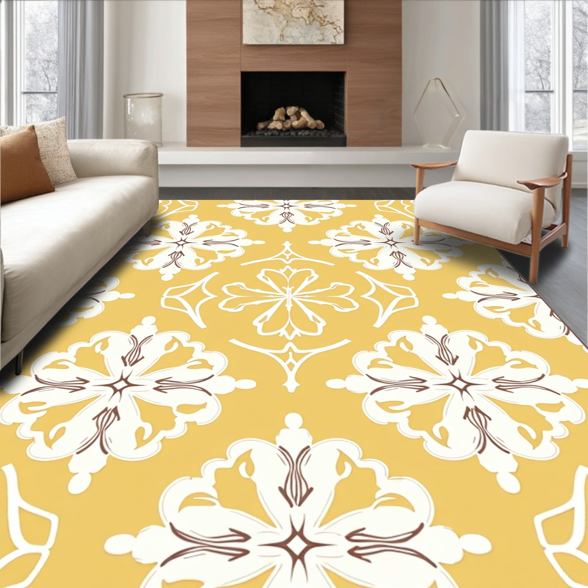 Traditional Floral Damask Pattern Rug