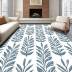 Blue Leafy Branch Pattern Design Rug