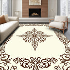 Elegant Brown Floral Flourish Pattern Rug