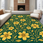 Golden Floral Vine Pattern Rug