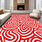 Bold Red Spiral Swirl Abstraction Rug