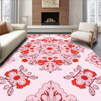 Ornate Floral Medallion Coral Design Rug