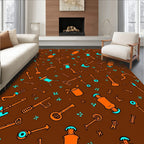 Vintage Tool Key Pattern Rug
