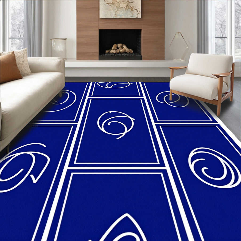 Abstract Swirl Blue White Pattern Rug