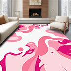 Whimsical Pink Swirl Abstract Design Rug