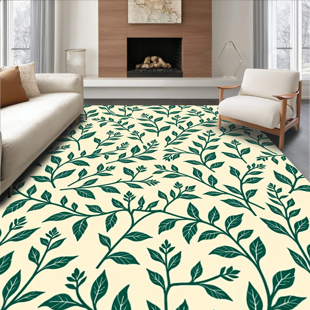 Green Leaf Vine Pattern Rug