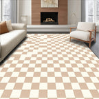 Classic Checkerboard Pattern Tan Rug