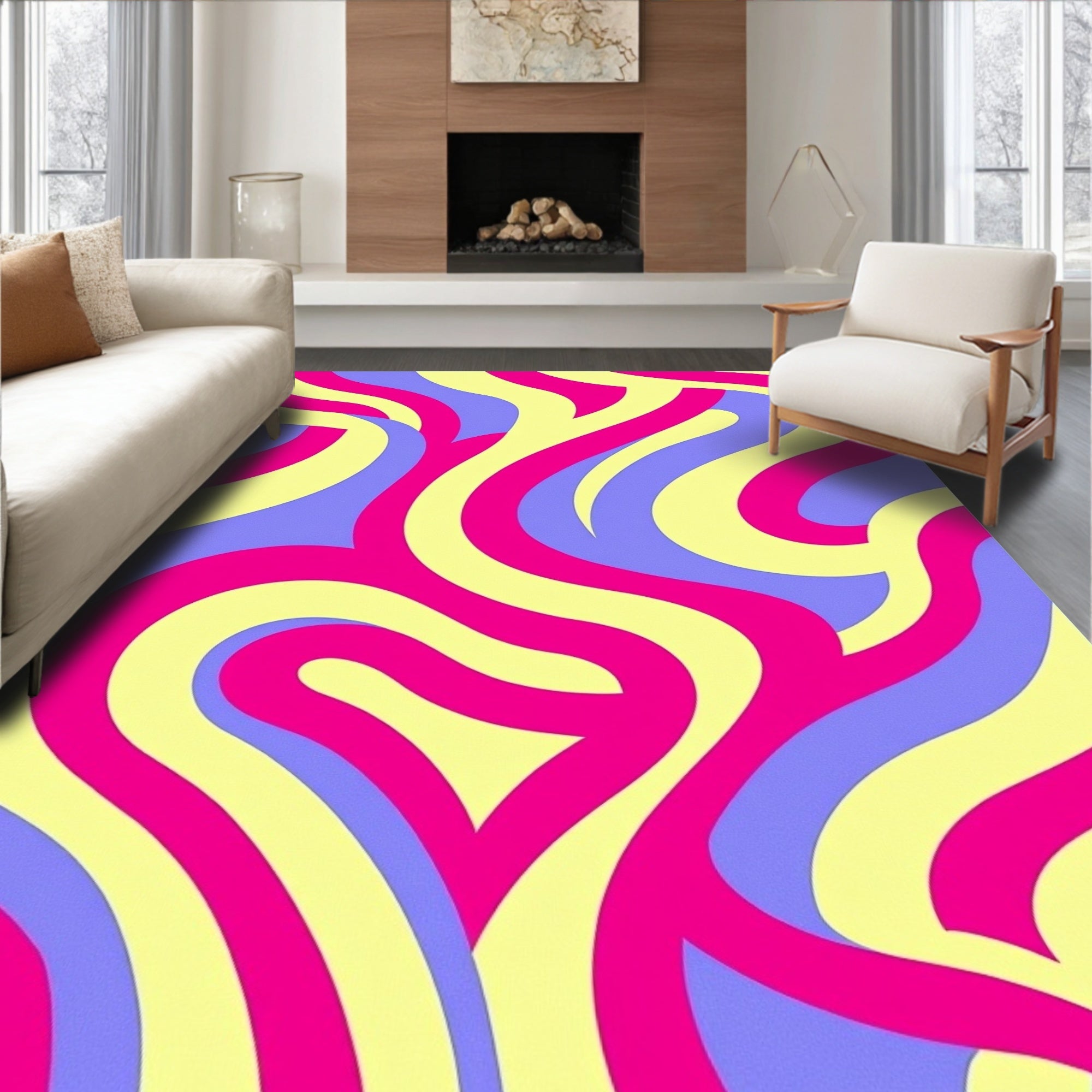 Abstract Swirls In 3 Colors Rug