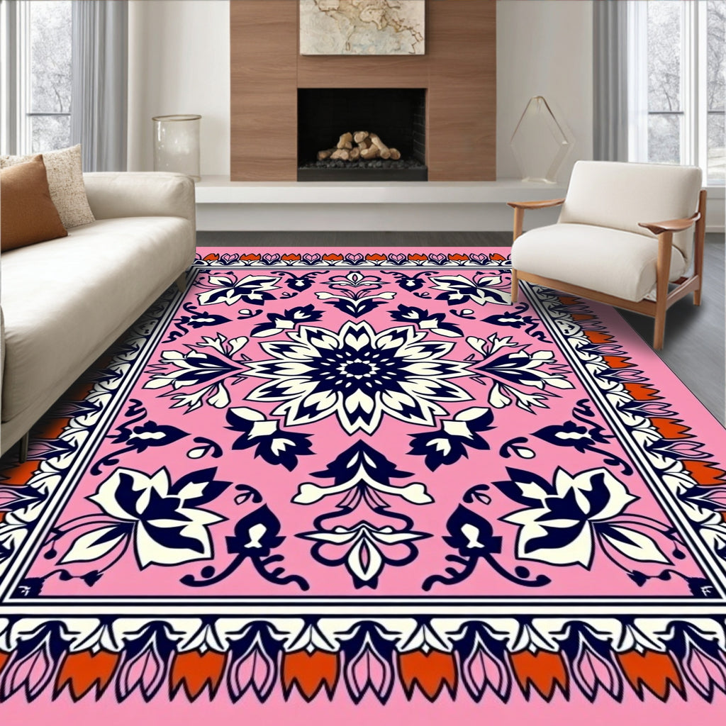 Vibrant Floral Mandala Pattern Rug