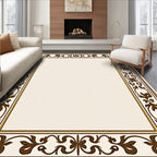 Elegant Brown Floral Border Design Rug