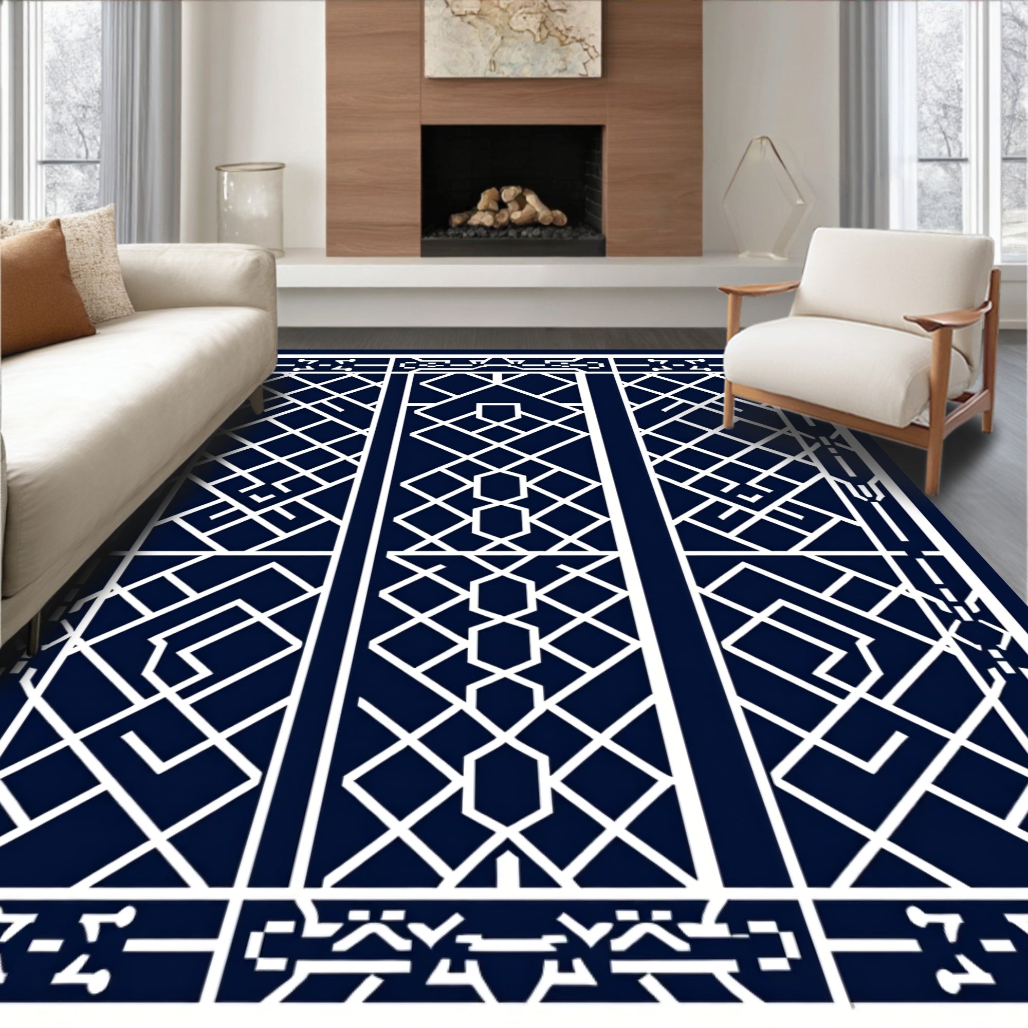 Art Deco Style Geometric Pattern Rug