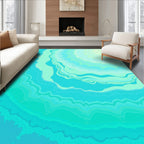 Abstract Aqua Swirl Pattern Rug