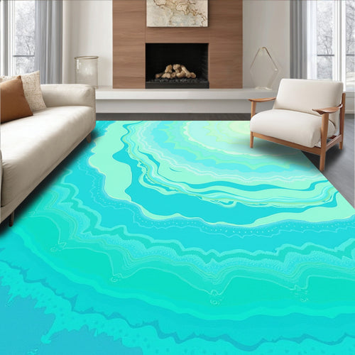 Abstract Aqua Swirl Pattern Rug