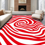 Bold Red And White Swirl Design Rug