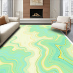 Abstract Aqua Yellow Swirls Rug