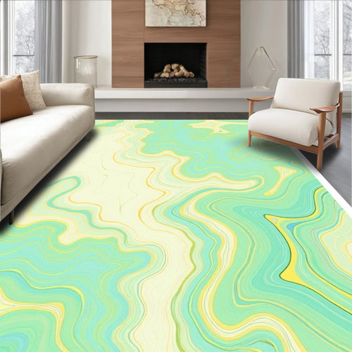 Abstract Aqua Yellow Swirls Rug