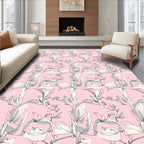 Soft Pink Floral Sketch Pattern Rug