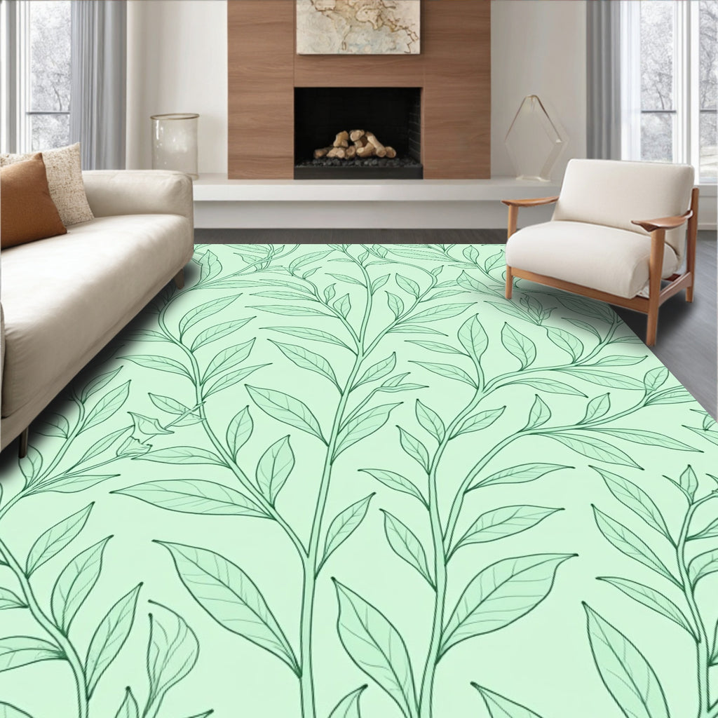 Verdant Botanical Vine Pattern Rug