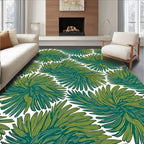 Green Palm Leaf Pattern Rug