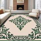 Elegant Swirl Green Floral Pattern Rug