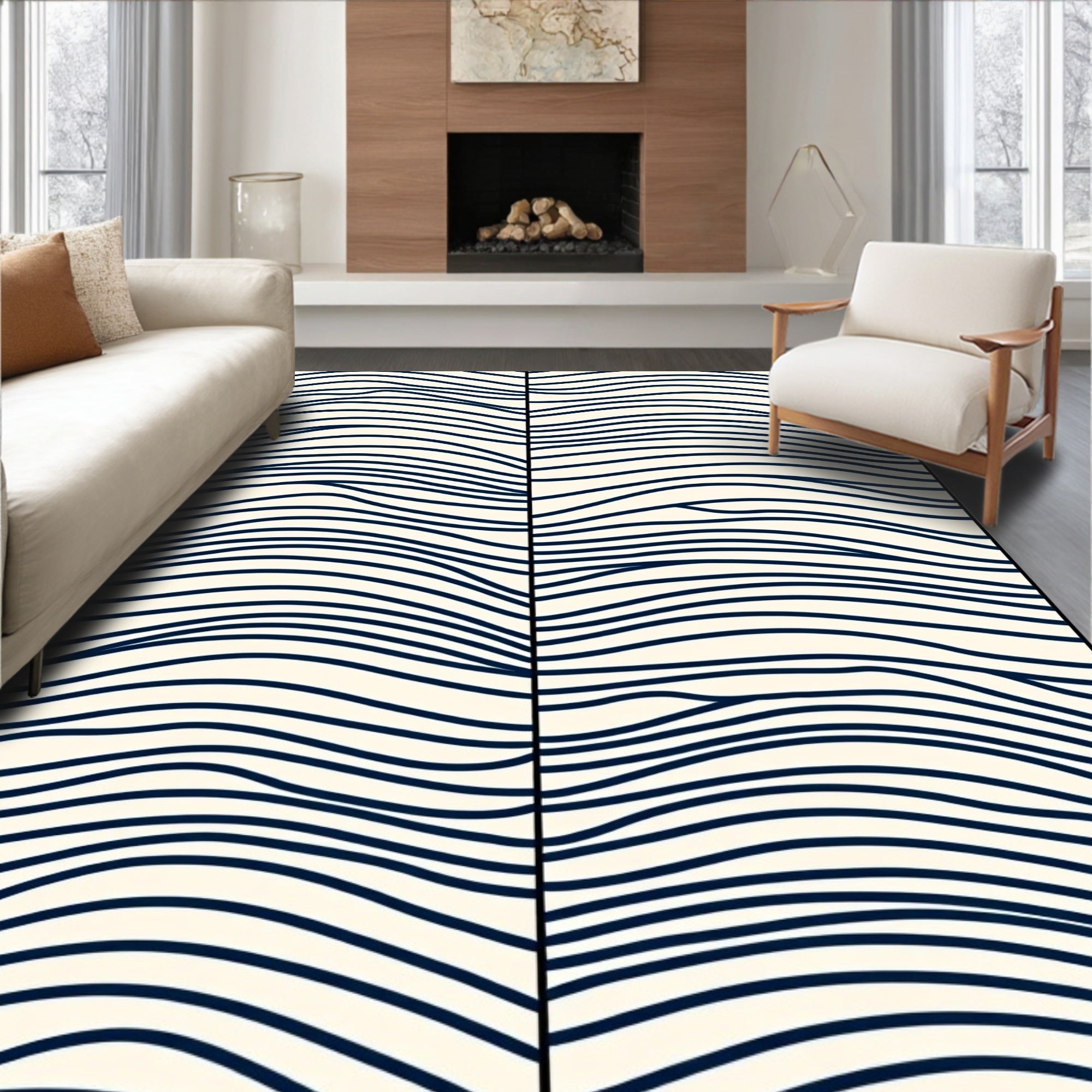 Minimalist Curved Line Pattern Rug