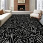 Abstract Swirls Organic Line Art Design Rug