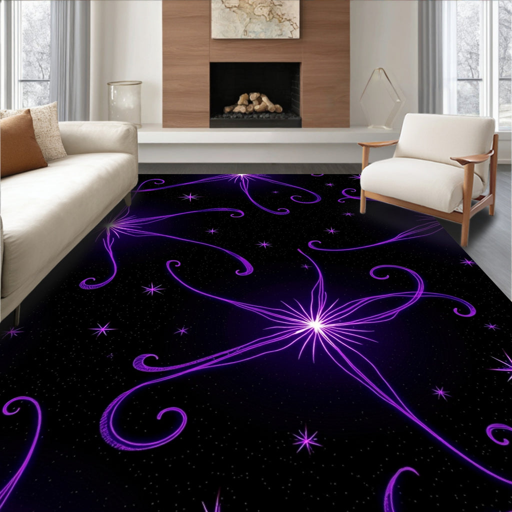 Cosmic Swirls With Star Pattern Rug