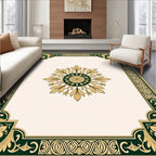 Elegant Floral Medallion Border Design Rug
