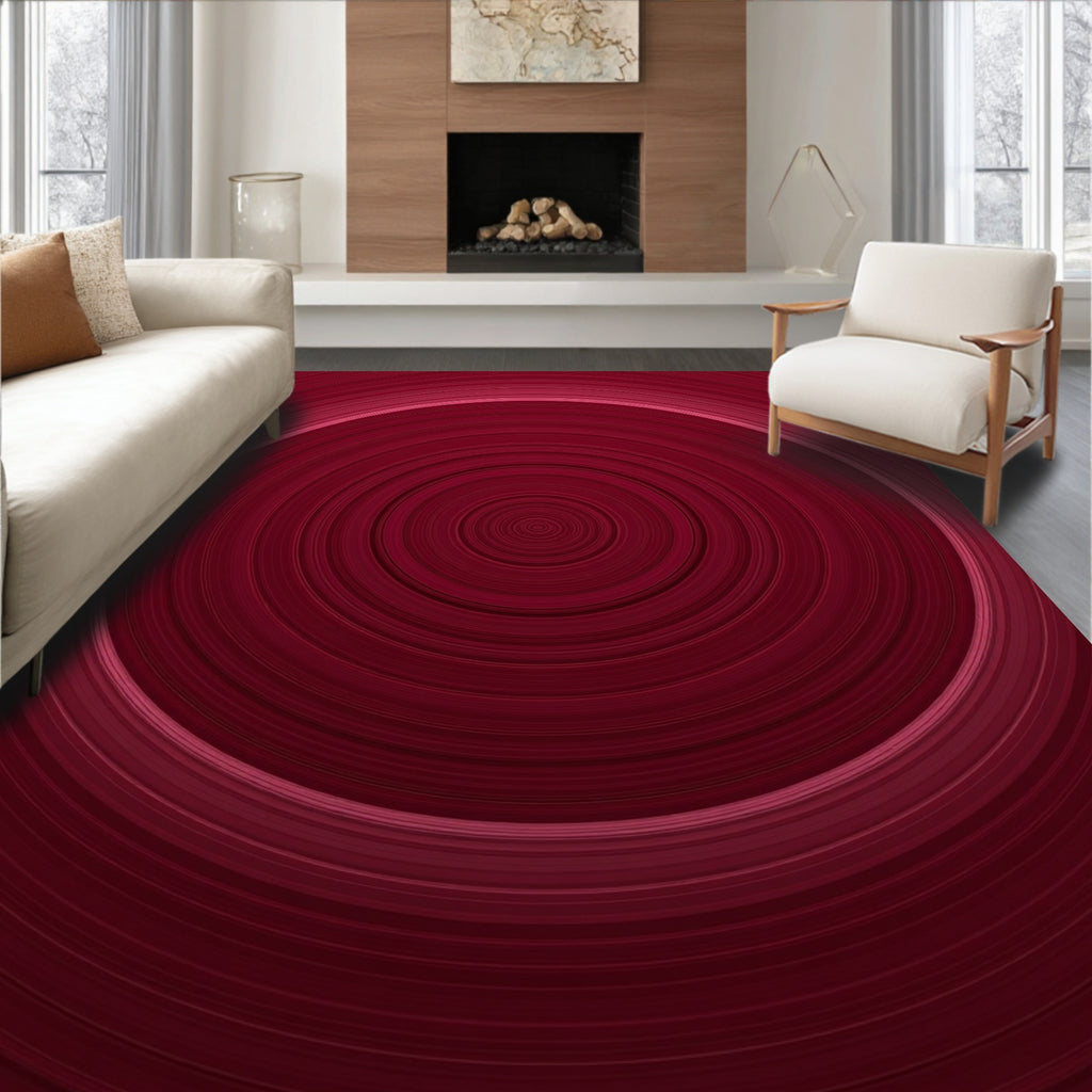 Crimson Concentric Modern Pattern Rug