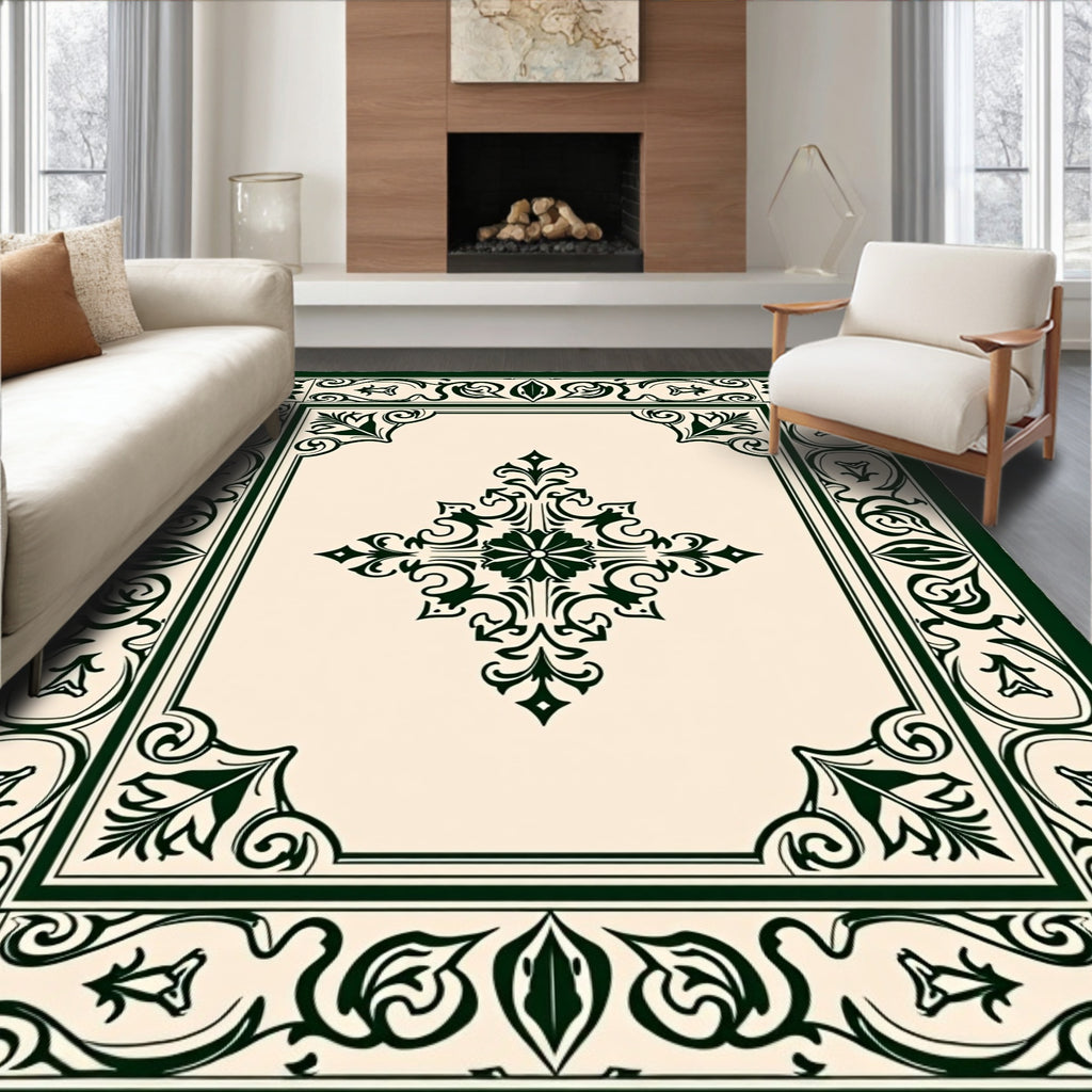 Intricate Floral Damask Pattern Rug