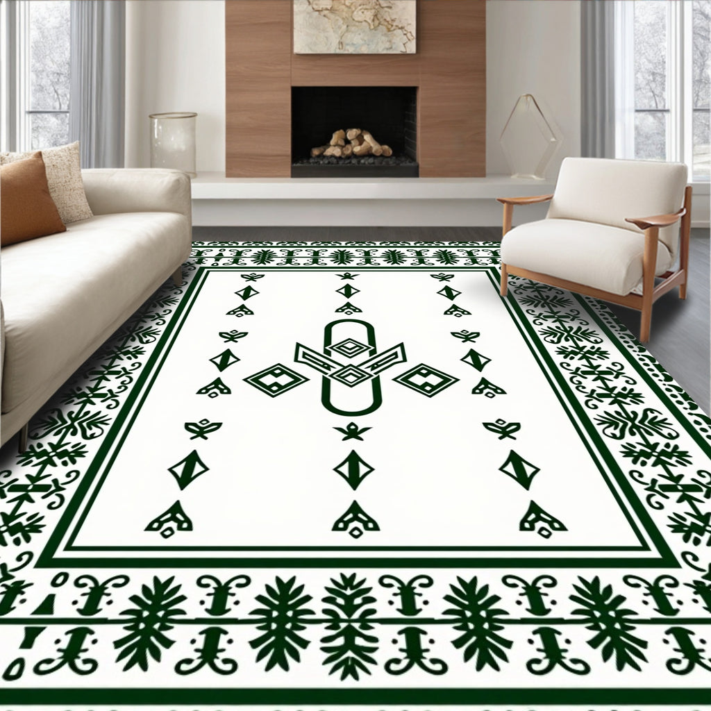 Dark Forest Floral Diamond Pattern Rug