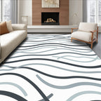 Abstract Wavy Lines Natural Tone Rug