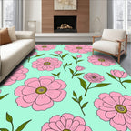 Pink Flower Pattern Design Rug