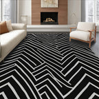 Abstract Black White Wavy Lines Rug