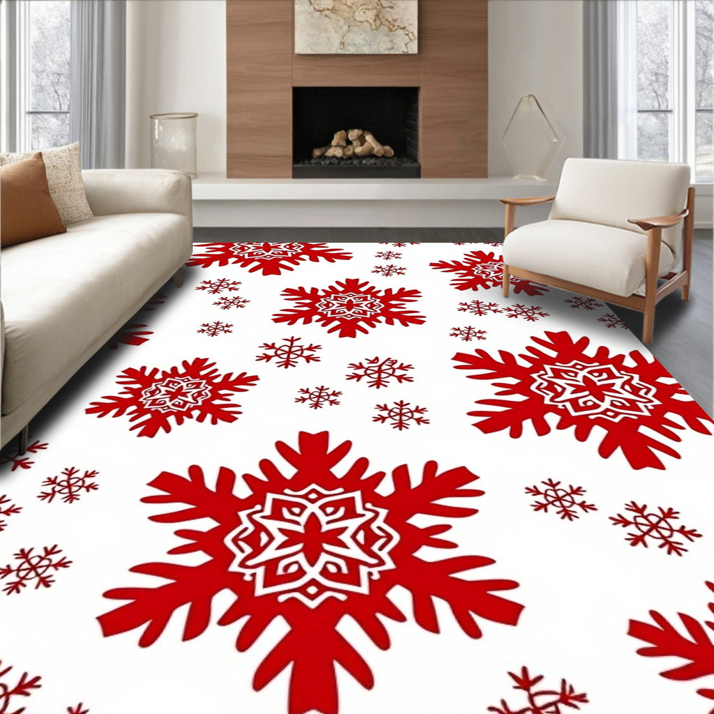 Crimson Snowflake Scatter Rug