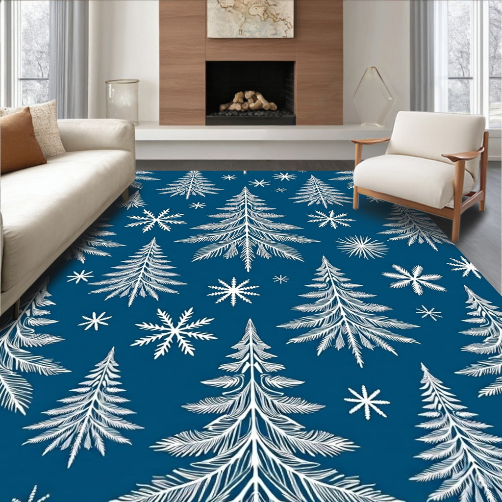 White Pine Forests and Snowflakes Rug