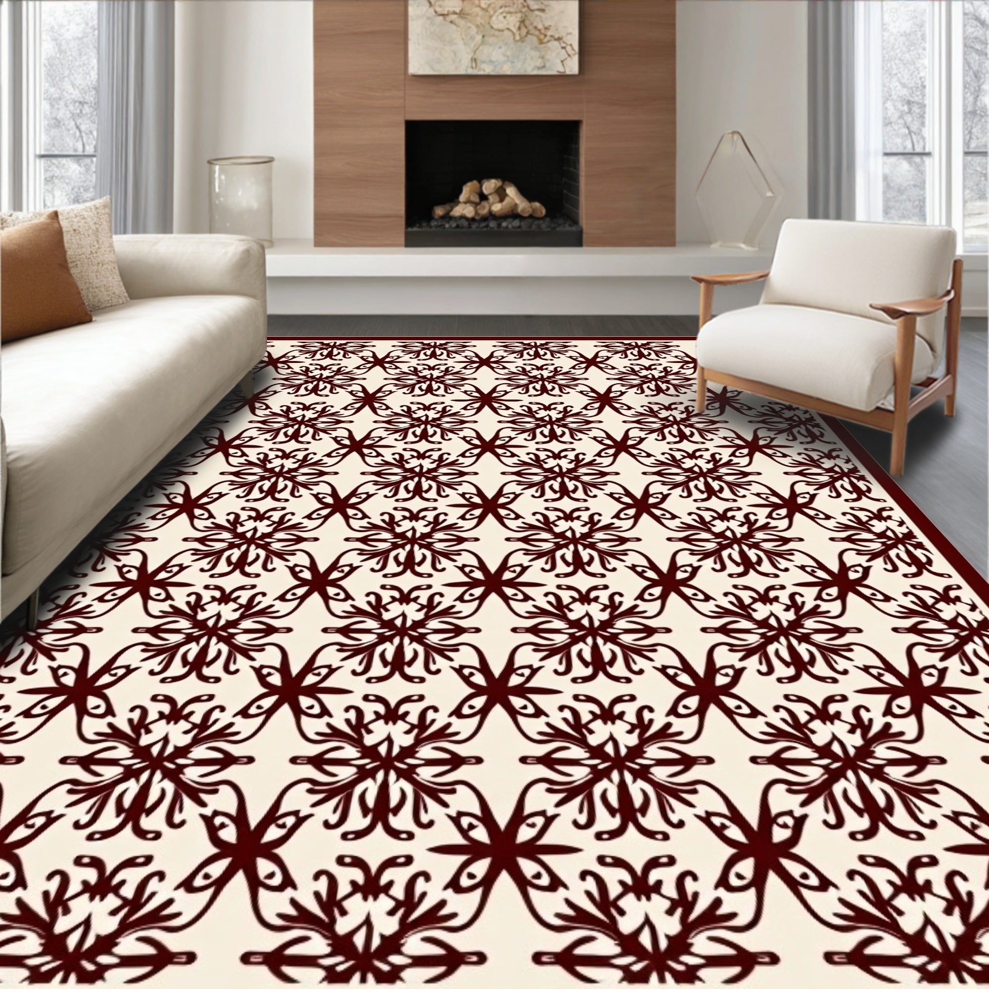 Vine Scroll Traditional Pattern Rug