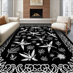 Whimsical Insect Leaf Pattern Rug
