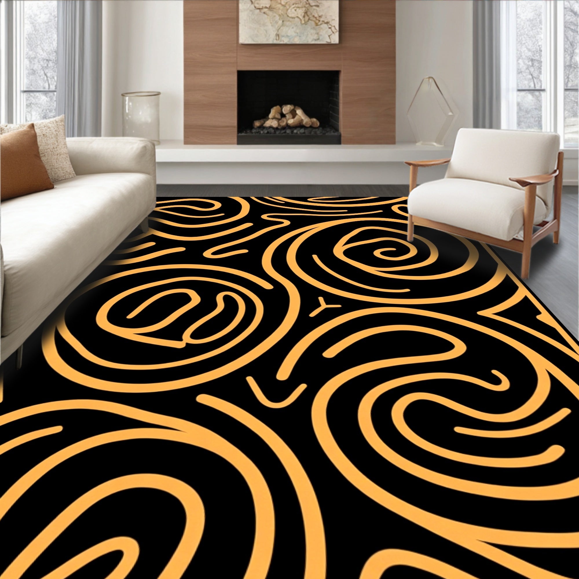 Bold Abstract Swirls Pattern Rug