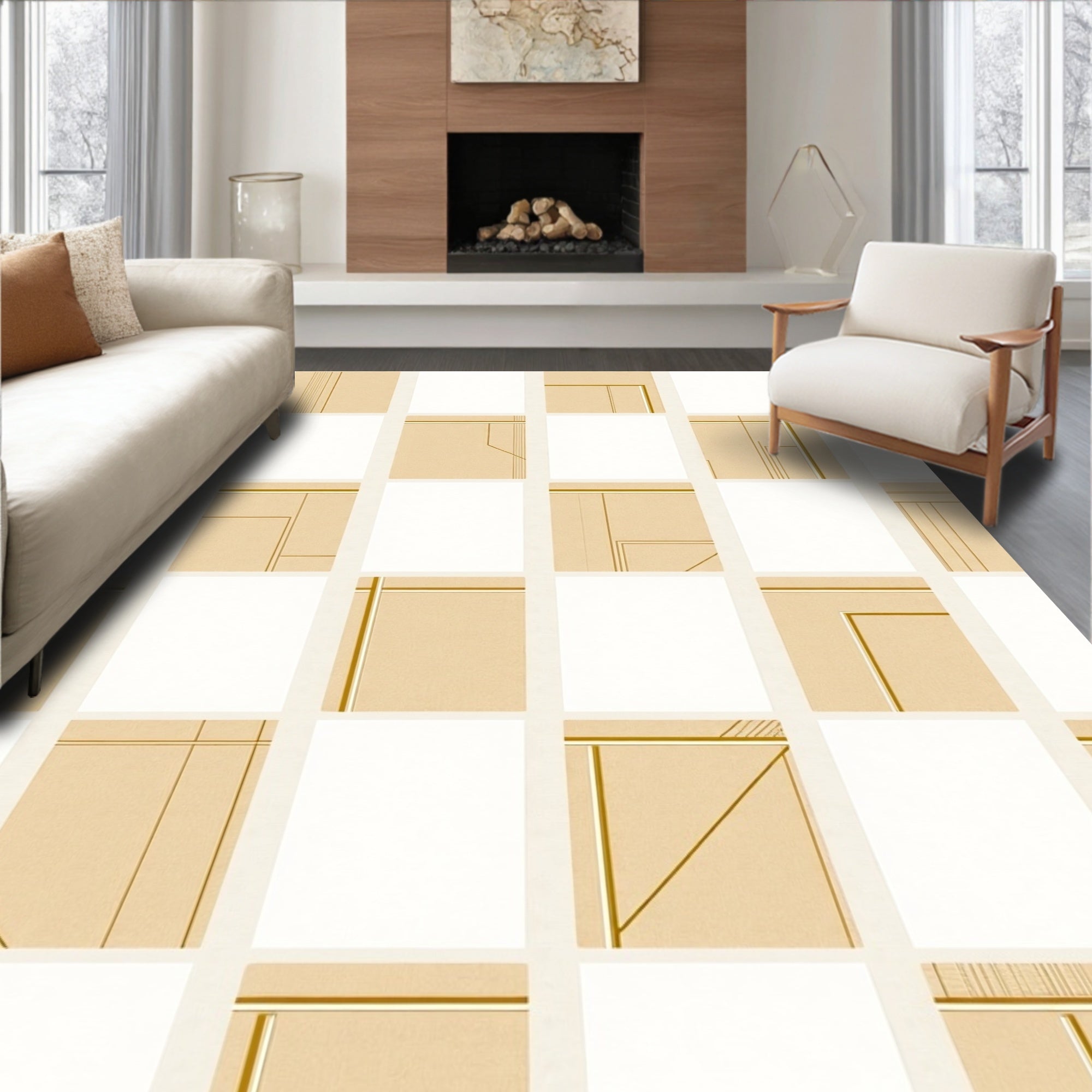 Geometric Line Art Patterned Rug