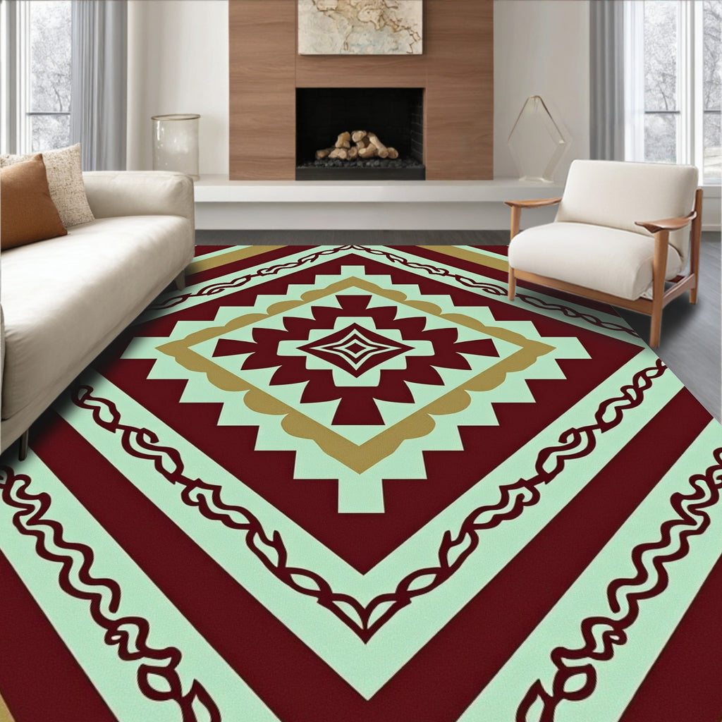 Tribal Diamond Geometric Pattern Rug