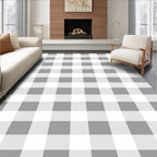 Classic Grey White Checkered Design Rug