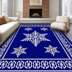 Deep Blue Snowflake Gala Border Rug