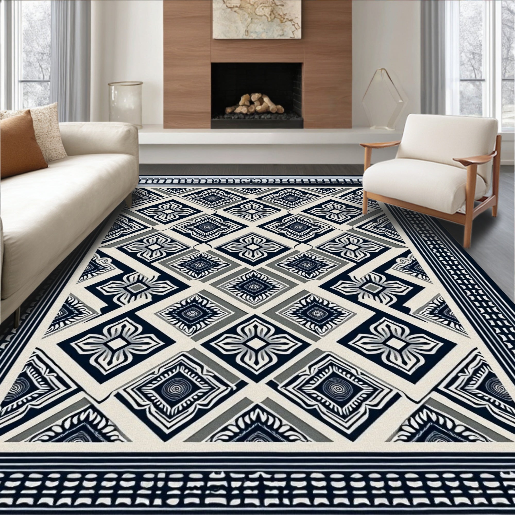 Classic Diamond Geometric Pattern Rug