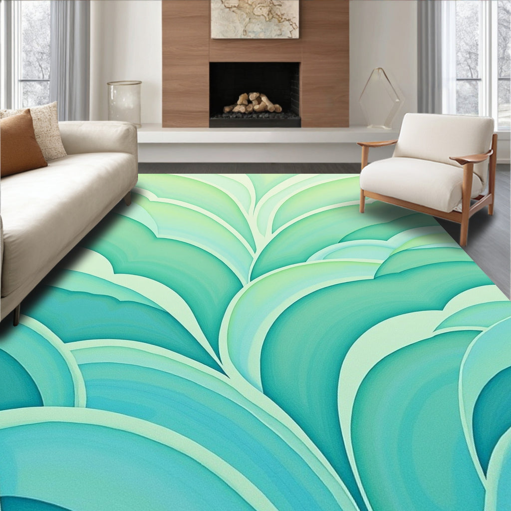 Oceanic Swirls Gradient Pattern Rug