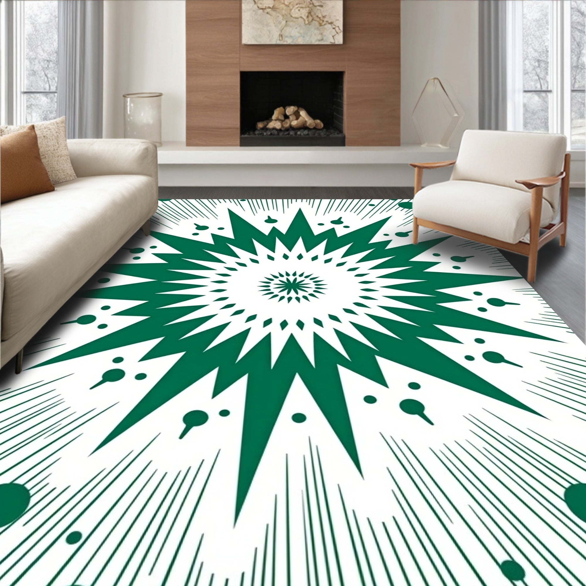 Concentric Starburst with Dot Accents Rug