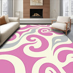 Retro Swirl Pink Cream Gray Rug