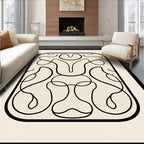 Abstract Swirls Monochromatic Line Art Design Rug
