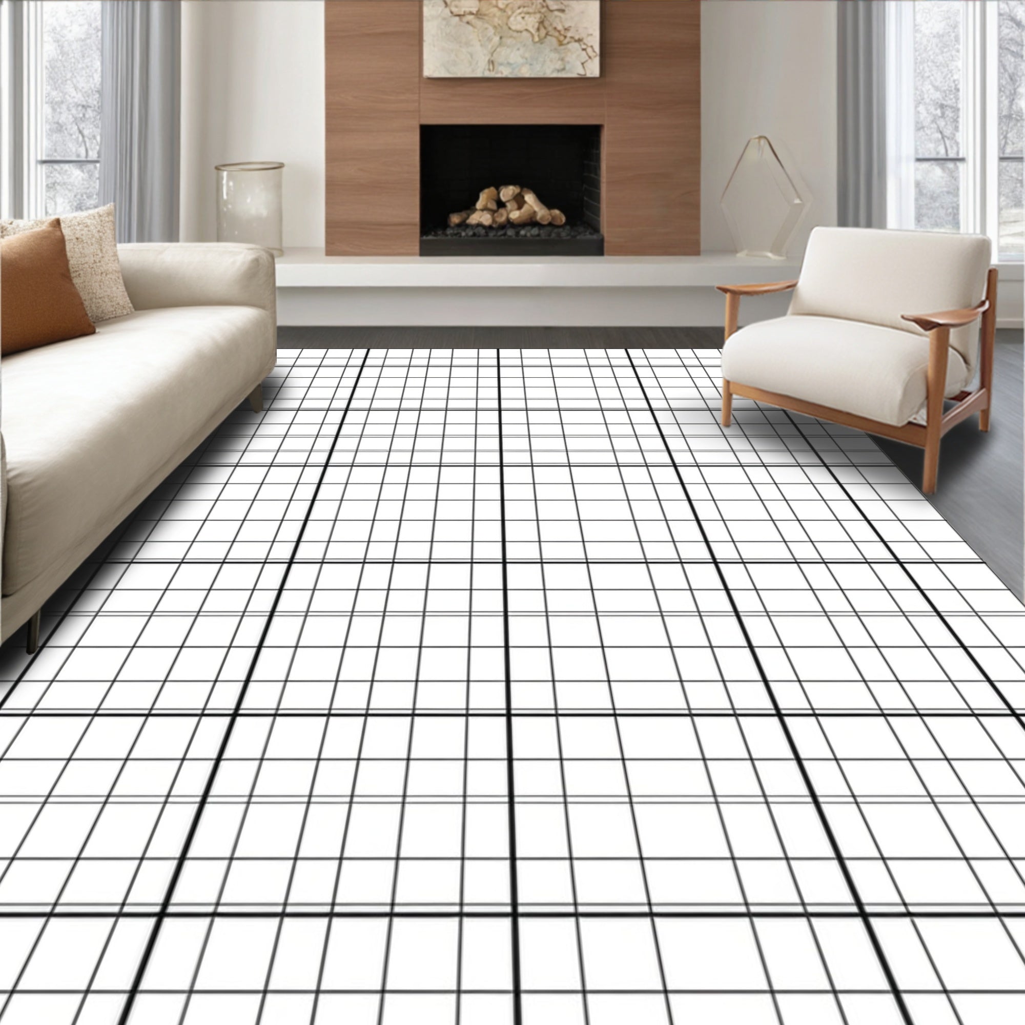 Bold Gridded Modern Design Rug