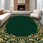 Ornate Gold Baroque Border Design Rug